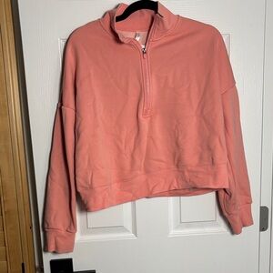 Fabletics Catarina Mock Neck Coral Quarter-Zip Sweatshirt